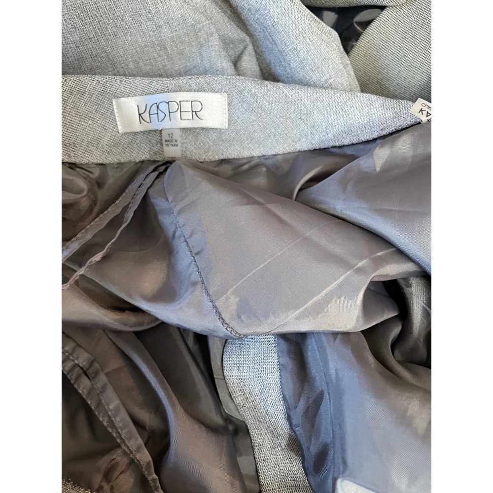 Kasper Womens Pants 12 Dress Grey Straight Leg Professional Flat Front - Picture 10 of 12